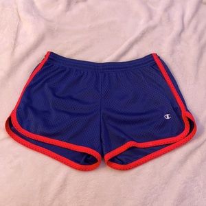 Blue and Pink Rimmed Athletic Champion Shorts